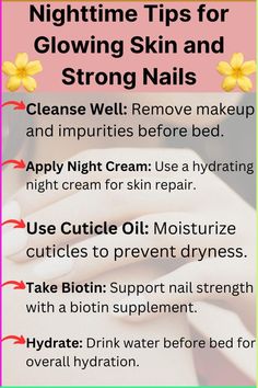 Enhance your nighttime routine with these tips for glowing skin and strong nails! 🌙✨ Discover how a few simple steps before bed can make a big difference in your skin’s radiance and your nails' strength. From effective cleansing to nourishing treatments, these easy habits will help you wake up looking and feeling fabulous! #Skin #SkinCare #Skins #SkinCareRoutine #SkinBeauty #SkinCareProducts #SkinProducts #SkinCareTips #Skinner #Skinned #SkinAndNails #SkinCaring #SkinCareAesthetic #SkinCareRoutines #SkinRoutine #SkinTips #SkinFace #SkinTreatments #SkinCareHacks #SkinCareBeauty #SkinCareSteps #SkinRoutines #SkinCareRegimen #SkinCareIdeas #SkinCareSolutions #SkinCleanse #SkinCareRoutineTips #SkinAndBeauty #SkinHacks #Nails #NailIdeas #NailTips #NailsCute #NailInspo #NailsSimple Face Depuffing, Tips For Glowing Skin, Minimalist Skincare, Nighttime Routine, Winter Skin Care, For Glowing Skin, Skin Care Steps, Skin Cleanse