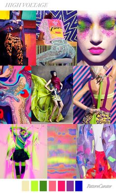 a collage of images with different colors and patterns on them, including an image of a woman's face