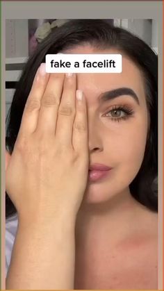 Face lift makeup hack to lift your face #beautyblog #beautyskincare #beautycare #beautysalon #face #facelift #makeup #makeupoftheday #makeuplover #explore #explorepage #fyp #foryoupage #instagram #pinterest #tiktok #eyes Face Lift Makeup, Neck Fat Exercises, Facelift Makeup, Flawless Makeup Tutorial, Makeup Tip, Celebrity Makeup Looks, Hooded Eye Makeup, Beauty Tricks