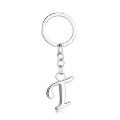 a metal key chain with the letter j on it's end and an initial charm hanging