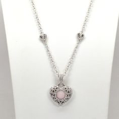 Add A Touch Of Elegance To Your Jewelry Collection With This Judith Ripka Sterling Silver Station Necklace With Double Sided Hearts And Diamonique. The Removable Heart Enhancer Is 1.5" Long And 1.25" Wide And Has A Round, Checkerboard Pink Quartz Stone With Diamonique Halo. This Necklace Is Two Looks In One! The Necklace Can Be Worn More Casually Without The Enhancer. Hallmarked And Professionally Cleaned Eb7515 Daax Elegant Silver Charm Necklace With Heart, Elegant Silver Heart Necklace With Heart Beads, Silver Heart Beads Charm Necklace For Wedding, Silver Heart Pendant Necklace With Heart Beads, Silver Heart Bead Pendant Necklace, Silver Wedding Charm Necklace With Heart Beads, Elegant Silver Heart Cut Charm Necklace, Elegant Silver Heart Beads Necklace, Wedding Silver Charm Necklaces With Heart Beads