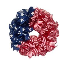 two red, white and blue hair bows on top of each other in the shape of an american flag