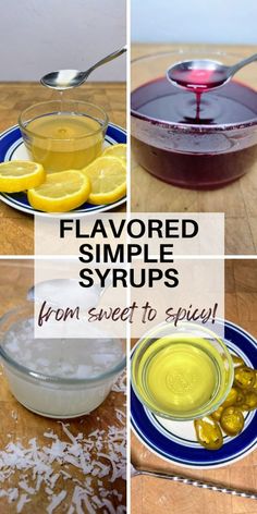 Check out all these flavored simple syrup recipes.  These simple syrup variations range from fruity syrups to spicy syrups and everything in between.  You can use flavored simple syrups for drinks, cocktails, coffees, cakes and more. Sweet Potato Syrup Recipe, Homemade Grenadine Syrup, How To Make Simple Syrup For Drinks, Simple Syrup Recipe For Cakes, Flavored Simple Syrup Recipe, Simple Syrup Recipe Cocktails, Flavored Syrups For Coffee, Sugar Free Simple Syrup Recipe, Orange Syrup Recipe