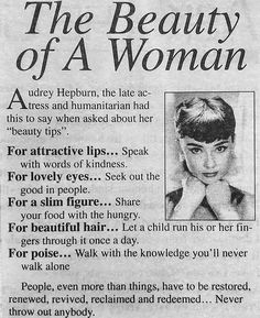 a newspaper article with an image of a woman's face and the words, the beauty of a woman