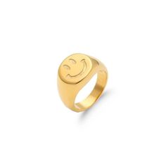 [MATERIAL]: Yellow brass with real 18k gold plated. Our ring will not tarnish or turn green. Emoji Ring, Gold Chunky Ring, Smiley Face Ring, Funky Rings, Friendship Ring, Face Ring, Clean Sterling Silver, Birthday Gift Ring, Friendship Rings