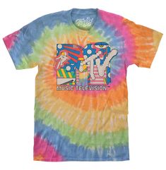 Your New Favorite Tee We heard you loud and clear! Show off your love for the channel that changed the world with this groovy, 60s-inspired graphic tee shirt featuring a trippy version of the MTV Music Television logo. To ensure that this retro MTV shirt stands out - we've printed the graphic on soft Eternity Tie Dye cotton tee. 100% Cotton Machine Wash Tumble Dry Regular Fit Printed in USA Retro Multicolor Screen Print T-shirt, Retro Tie Dye T-shirt With Graphic Print, Retro Graphic Tops For Music Festivals, Multicolor Retro Print Graphic Tee, Multicolor Graphic Design Top Band Merch, Multicolor Band Merch Top With Graphic Design, Pop Culture Multicolor Top With Front Print, Multicolor Cotton T-shirt With Retro Print, Groovy Multicolor Crew Neck T-shirt