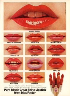 Max Factor Lipstick, 1970s Makeup, Vintage Makeup Ads, 70s Makeup, Makeup Ads, Retro Makeup, Retro Beauty, Color Lipstick, Beauty Ad