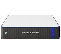 the nectar hybrid mattress is shown in front of a white background with blue trimmings