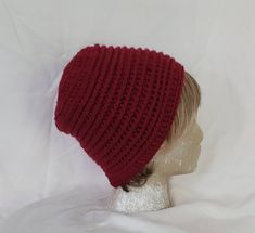 Women's winter hat. Ski cap, crocheted in a ribbed pattern with soft quality yarn. Burgundy. Slight stretch for a comfortable fit. Blue Danube China, Crochet Winter Hats, Handmade Beanies, Ski Cap, Crochet Winter, Vintage Dinnerware, Hat Handmade, Winter Hats For Women, Winter Hat