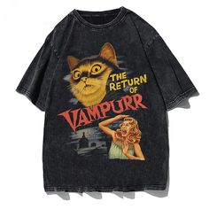 The Return Of Vampurr T-Shirt - Kawaii Side Ladies Short Jackets, Grunge Shirt, Y2k Clothing, Cat Tee, 90s Grunge, Baggy Pants, Moda Vintage, Grunge Style, Cat Shirts