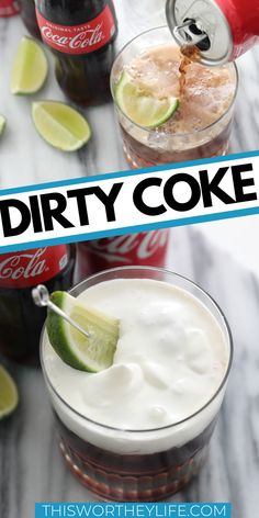 two glasses filled with soda and topped with a lime slice