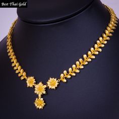 This Shop has a Special Free Gift (Chain) for Every Order. 😊🙏 Item : 1 x Necklace For : Women, Girl Type : GOLD PLATED over Brass, Nickel free Purity: 96.5% Surface: Sand Matted Size approx: 18 inches Weight: ~ 52 grams Color: Yellow Gold ( slightly +/- from photo ) Handmade from Thailand. Thai gold plating technic really solid and stunning look. Rewarding your life from hard working, match up your dress, bridesmaid wedding engagement or a gift to someone special for you. The Craftsmanship of Flower Design Gold Necklace, Necklaces For Women Jewelry, Thailand Gold Jewelry, 24 Grams Gold Necklace Designs, 16 Grams Gold Necklace Designs, 5 Grams Gold Necklace, Gold Pendant Designs For Women, Gold Necklaces Women, Wedding Gold Jewelry