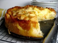 a close up of a pie on a cooling rack