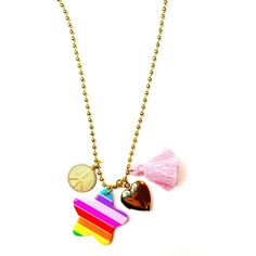 Our Love & Peace Charm Necklace wiith it's bright rainbow star, peace sign, heart locket that opens, and pink tassel is the perfct necklace for Spring! Length 27 inches / Can be cut shorter. | Gunner & Lux | Love Peace Charms Necklace (Multicolor, One Size)  |  Maisonette collects the best children’s products from around the world (unlike Zulily, Etsy, The Tot, Farfetch Kids, Childrensalon, Crate and Kids, Kohls, Wayfair, Buy Buy Baby, Nordstroms, Mini Boden, J.Crew Factory, or PotteryBarn Kids) Trendy Nickel-free Pink Charm Necklace, Fun Pink Charm Necklace, Trendy Multicolor Star Charm Necklace, Pink Heart Necklace With Dangling Charms, Trendy Pink Necklace With Star Charm, Playful Star Charm Jewelry For Gifts, Playful Jewelry With Star Charm For Gift, Playful Pink Jewelry With Star Charm, Playful Multicolor Jewelry With Star Charm