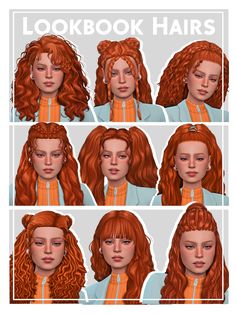 the different types of red hair are shown in this image, and there is no image on