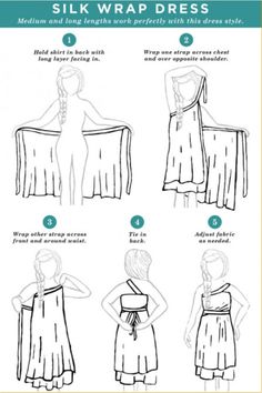 the instructions for how to wear a dress with long sleeves and tie at the waist