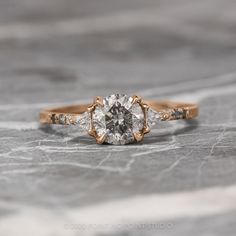 salt and pepper diamond Triangle Diamond, Round Diamond Engagement Ring, Detailed Engagement Ring, Unique Diamond Rings, Morganite Engagement, Morganite Engagement Ring, Round Diamond Engagement Rings, Unique Diamonds, Salt And Pepper Diamond