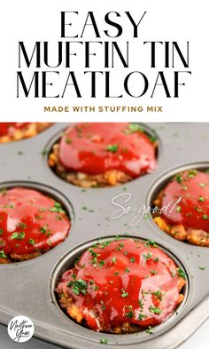 Easy Muffin Tin Meatloaf Mini Meatloaf Recipes, Mini Meatloaf, Mini Meatloaves