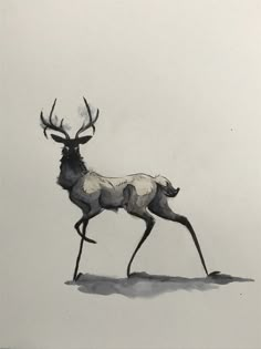 a drawing of a deer with antlers on it's back legs