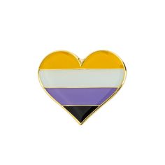 Nonbinary Pride Heart Enamel Pin Pin PRIDE MODE Nonbinary Pin, Pride Pins, Heart Enamel Pin, Pride Heart, Lgbtq Flags