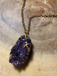 30" gold filled chain  Druzy amethyst Gold Amethyst Crystal Necklace With Natural Stones, Gold Amethyst Crystal Necklace For Healing, Gold Amethyst Necklace With Adjustable Chain, Gold Amethyst Necklace For Healing, Gold Amethyst Gemstone Crystal Necklace, Gold Amethyst Necklace With Raw Stone, Purple Amethyst Crystal Necklace With Adjustable Chain, Crystal Necklaces, Gold Filled Chain