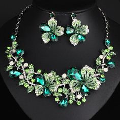 Rhinestone Jewelry Set, Rhinestone Bridal, Fashion Wedding, Floral Jewellery, Rhinestone Jewelry, Bridal Jewelry Sets, Rhinestone Necklace, Gifts Holiday, Color Crystal