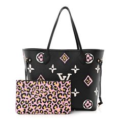 This is an authentic LOUIS VUITTON Monogram Giant Wild At Heart Neverfull MM in Black. This pre-owned luxury tote is part of the Louis Vuitton Fall 2021 “Wild at Heart” collection. This limited edition city tote is crafted of oversized versions of the iconic Louis Vuitton monogram on coated canvas in ivory, pink, and beige on a black background. The bag features leather top handles and polished gold-tone hardware with four side laces for cinching. The top is open to a spacious, cheetah print, microfiber interior with a hanging zipper pocket and a matching pochette. Pink Cheetah Print, Pink Cheetah, Wild At Heart, Neverfull Mm, Wild Hearts, Louis Vuitton Bag Neverfull, Free Bag, Authentic Louis Vuitton, Leather Top