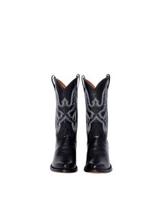 Iconic in its simplicity, Samantha is our most traditional midi cowboy boot. Samantha in rich black is an easy, throw on and go boot that looks sophisticated everywhere. The magnificent 10-row flaring Western stitch pattern in ombré crème and gray adds the perfect touch of color and is especially beautiful paired back to denim and black. This boot is part of MC Personalization and can customize the Ear Pulls and/or add an interior Message Box. All MC boots come with a pair of removable insoles t Miron Crosby, Grey Embroidery, Women's Cowboy Boots, Fashion Cowboy Boots, Classic Cowboy, Black Luxury, Women Midi, Message Box, Cowboy Boot