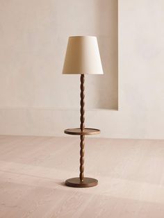 a lamp that is on top of a table