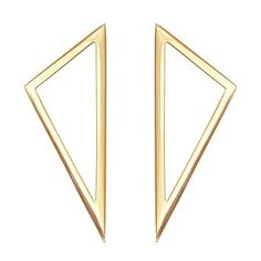 Incredibly striking, these geometric drop earrings easily elevate any outfit - from v-neck tees to cocktail dresses. Available in yellow, rose, or white gold. 2 1/2 Inch Length Yellow GoldMade in Los Angeles Yellow Triangle, Earring Frame, Triangle Jewelry, Earrings Triangle, Geometric Hoop Earrings, Triangle Design, Triangle Earrings, Geometric Jewelry, Geometric Earrings