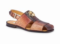 Mauri 5126 Multi Brown Alligator Body Sandal - Dudes Boutique Luxury Brown Sandals With Single Toe Strap, Body Style, Alligator, Men Casual, Sandals, Skin