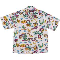 Rock 'n' Roll Shirt "Yucatán Fiesta Ed." | Mister Freedom® Retro Beach Shirt With All Over Print, Vacation Multicolor Print Shirt With All Over Print, Retro All Over Print Tops For Vacation, Multicolor Camp Shirt With All Over Print, Patterned Shirt With All Over Print For Vacation, Patterned Camp Collar Shirt With All Over Print, Retro Hawaiian Shirt With All Over Print, Retro Multicolor Shirt For Vacation, Multicolor Hawaiian Shirt With Camp Collar