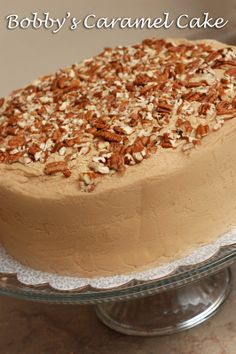 there is a cake with nuts on it