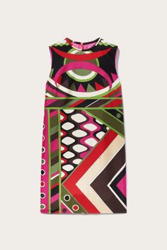 Vivara-Print Silk-Twill Dress Multicolor Silk Midi Dress With Abstract Print, Multicolor Silk A-line Midi Dress, Multicolor Geometric Mini Dress, Chic Multicolor Retro Print Dresses, Chic Multicolor Dress With Retro Print, Chic Multicolor Dresses With Retro Print, Multicolor Graphic Print Sleeveless Mini Dress, Retro Multicolor Dress With Bold Print, Multicolor Sleeveless Silk Mini Dress