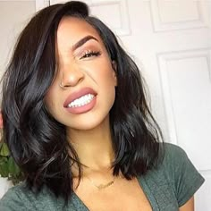 Medium Hairstyles, Human Hair Lace Wigs, Relaxed Hair, Front Lace Wigs Human Hair, Long Bob, Stylish Hair, Brazilian Hair, Natural Hairstyles