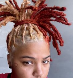 Ginger Blonde Locs, Layered Locs, Locs Dyed, Locs Ideas, Blonde Locs, Dyed Locs, Dyed Dreads, Ginger Blonde, Short Dreadlocks Styles