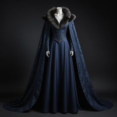 Winter Queen Dress, Norse Fashion, Hotd Dresses, Game Of Thrones Outfit Inspiration, House Of The Dragon Clothes Aesthetic, House Of The Dragon Dress, House Stark Dress, Royalty Outfits, Winterfell Dress