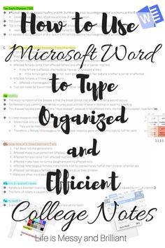 an image of how to use microsoft word to type organized and efficient college notes