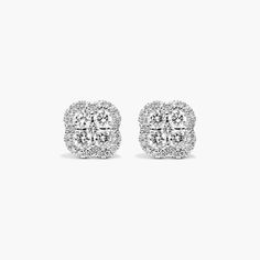 14K White Gold Clover Cluster Diamond Earring-81544w14 Classic Diamond Cluster Earrings, Refined White Gold Diamond Earrings, Classic Cluster Earrings For Formal Occasions, Classic White Gold Cluster Earrings With Cubic Zirconia, Classic White Gold Cubic Zirconia Cluster Earrings, Classic Diamond White Cluster Earrings For Formal Occasions, Classic Diamond White Cluster Earrings For Formal Events, Classic Cluster Earrings In Diamond White For Formal Occasions, Classic Cluster Earrings In Diamond White For Formal Events