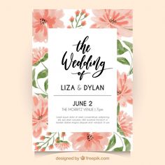 wedding card with watercolor flowers