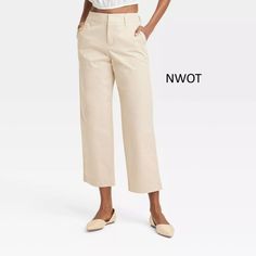 Women's High-Rise Straight Ankle Chino Pants - A New Day Tan New Without Tags! Description Elevate Your Everyday Wardrobe With These High-Rise Straight Ankle Chino Pants From A New Day. Tailored In A Straight-Leg Silhouette, These Ankle Chino Pants Are Crafted From Soft, Stretch Twill Fabric. They're Designed With A Fly Button And Zipper Closure For A Snug Fit, While Side Slash Pockets Add Space For Small Essentials. Pair Them With Anything From Blouses To Basic Tees To Tailored Shirts For A Var Chino Pants Women Outfit, Chino Pants Women, Basic Tees, Tailored Shirts, Casual Chic Outfit, A New Day, Chinos Pants, Everyday Wardrobe, Snug Fit