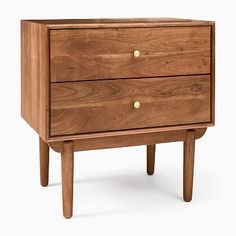 a wooden dresser with two drawers on one side and an open drawer on the other