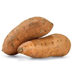 two sweet potatoes sitting next to each other