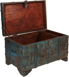 an old wooden box with two open compartments