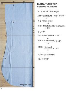 the sewing pattern is shown with measurements to make it easier for cutting fabric into pieces