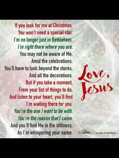 a christmas poem with the words love jesus