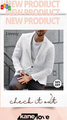 Men Fashion Turndown Solid Color Long Sleeve Button Casual Blazer Casual Single Button Summer Outerwear, Casual Summer Outerwear With Single Button, White Casual Blazer With Lapel Collar, Casual White Button-up Blazer, Casual Single Breasted White Blazer, Casual White Single Breasted Blazer, Casual Blazer, Elevate Your Style, Men Fashion