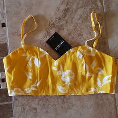 Brand New With Tags Floral Crop Top In Yellow. Forever 21 Brand, Babeanic Beach Collection, Adjustable Straps, Size Small, Zipper Back Closure Chic Yellow Summer Crop Top, Chic Yellow Crop Top For Summer, Chic Yellow Cotton Crop Top, Forever 21 Floral Print Crop Top For Vacation, Trendy Yellow Floral Print Crop Top, Yellow Cropped Top For Vacation, Yellow Summer Crop Top For The Beach, Yellow Floral Print Crop Top For Day Out, Summer Yellow Crop Top For Beach Season