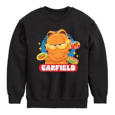 Add the finishing touch to your kid's outfit with this fun Garfield Movie Stickers Fleece Sweatshirt. FEATURES Crewneck Long sleevesFABRIC & CARE Solid colors: cotton; Heather colors: cotton, polyester Machine wash Imported Size: Medium. Color: Black. Gender: male. Age Group: kids. Material: Polyester|Cotton. Fleece Crew Neck Sweatshirt With Cartoon Print, Casual Fleece Sweatshirt With Character Print, Winter Fleece Tops With Character Print, Winter Character Print Fleece Tops, Streetwear Fleece Top With Cartoon Print, Cartoon Print Fleece Tops For Streetwear, Fleece Crew Neck Sweatshirt With Character Print, Fall Fleece Sweatshirt With Character Print, Winter Sweatshirt With Character Print And Relaxed Fit