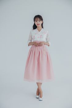 "# As permeating into everyday life, wear hanbok wear Soosulhwa 💛 About 'Soosulhwa' SooSulhwa is a \"handmade\" modern hanbok company that makes hanbok designed with everyday comfort and beauty that fits the current trend. 💛 About Modern Hanbok dress 🎁 Handmade so the body shape looks slim when wearing it as well as the volume. 🎁 Made of 3D patterns, you can wear it naturally as well as with a elegant fit. 🎁 The quality of Hanbok is guaranteed through careful manual work. ✔️ Model : 163cm h Modern Hanbok Dress Wedding, Traditional Spring Wedding Hanbok, Fitted Hanbok For Spring Wedding, Spring Wedding Hanbok, Traditional Long Skirt Dresses For Spring, Traditional Fitted Skirt For Spring, Traditional Full Skirt For Spring, Traditional Pink Skirt For Spring, Pink Wrap Skirt